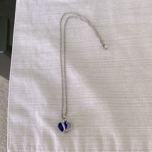 Silver blue heart necklace with chain